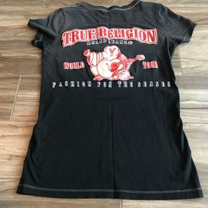Size M True Religion V Neck T Shirt Ombre Black